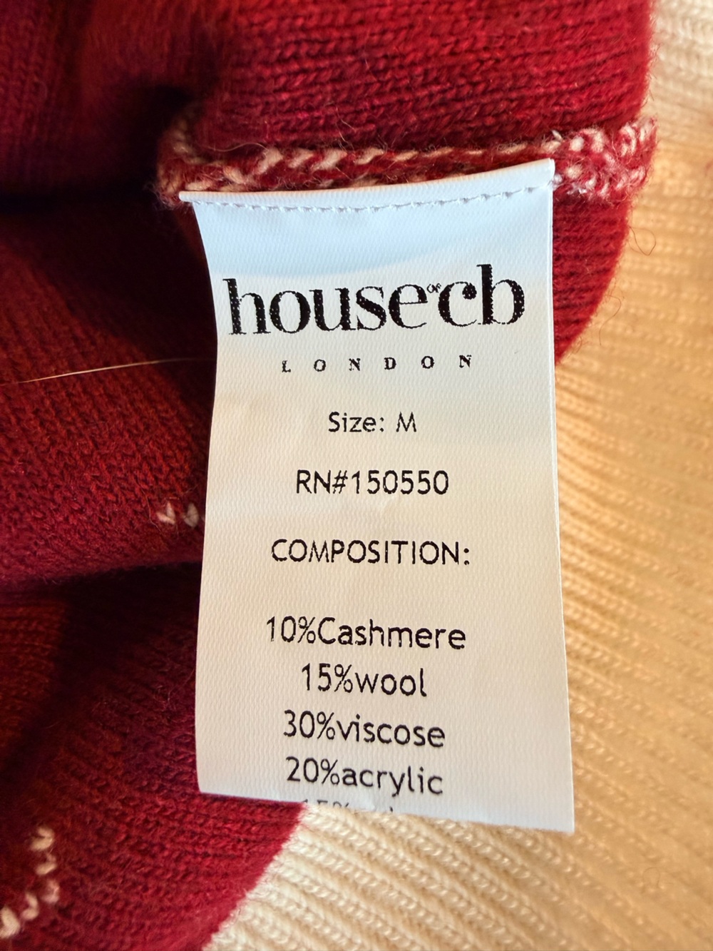 House of CB Cream Cardigan: Marla Ivory Cashmere Blend Trimmed Size Medium - Picture 13 of 13